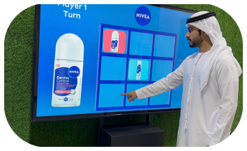 Interactive AI Tic-Tac-Toe game display for event brand activation in Dubai